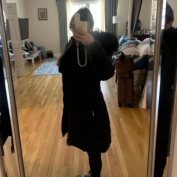 Dawn Levy Milly Black Fur Trim Puffer Coat - Picture 9 of 9